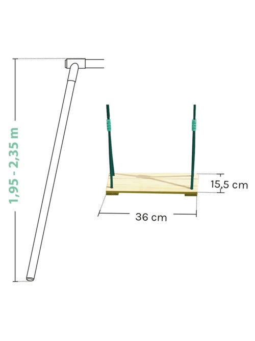 Siège balançoire bébé en bois pour portique - Kiabi