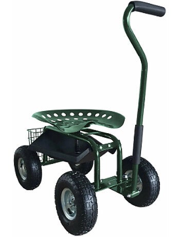 Siège de jardin mobile - noir - 4 roues
