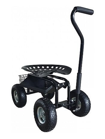 Siege roulant pour jardin noir AG22 Rolling Garden Seat Black