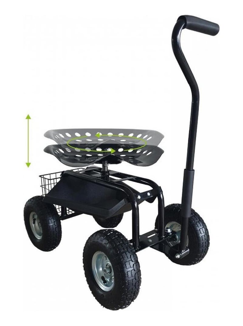 Siege roulant pour jardin noir AG22 Rolling Garden Seat Black Noir - Kiabi