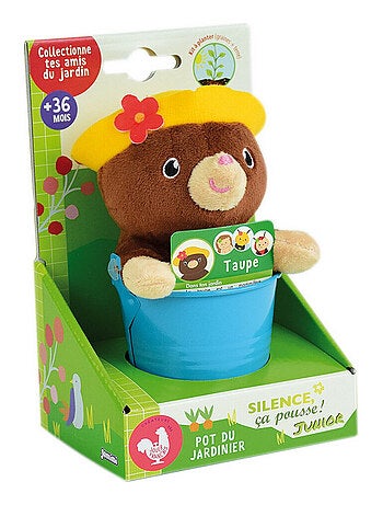 Silence ca pousse Lot de 2 pelucHes DANS POT Taupe et Abeille 15 cm