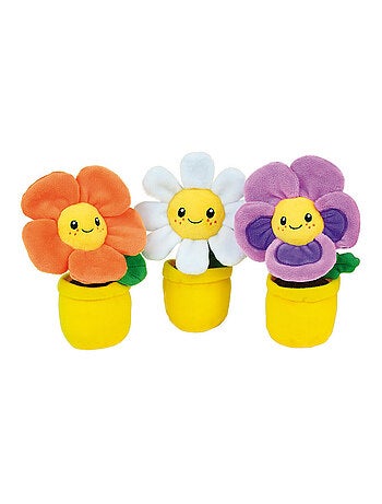 Silence ca pousse Lot de 3 fleurs (pensée, capucine, marguerite) en peluche