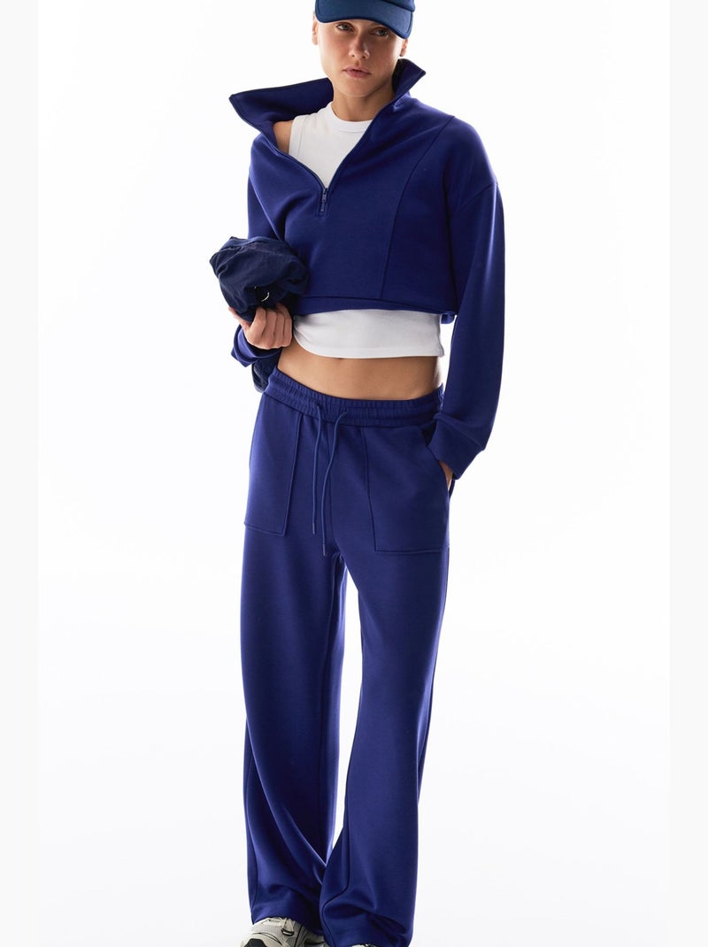 Silky touch pantalon de jogging à taille ajustable et poches penti Bleu marine - Kiabi