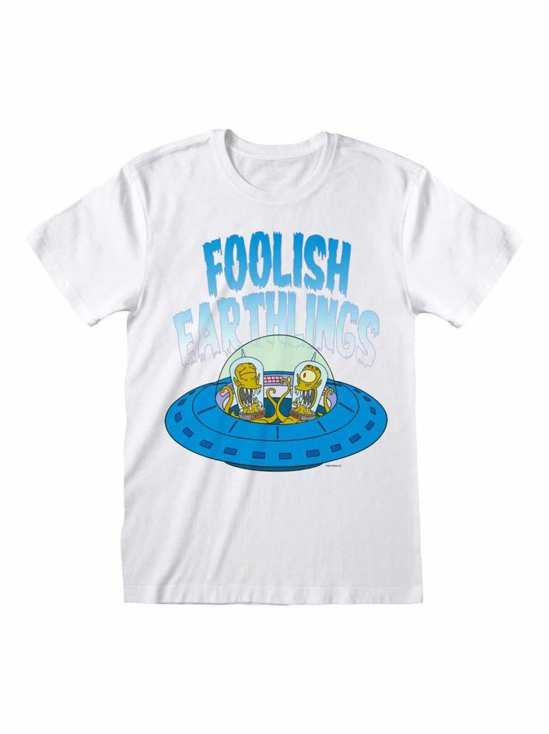 Simpsons - T-shirt FOOLISH EARTHLINGS Blanc - Kiabi