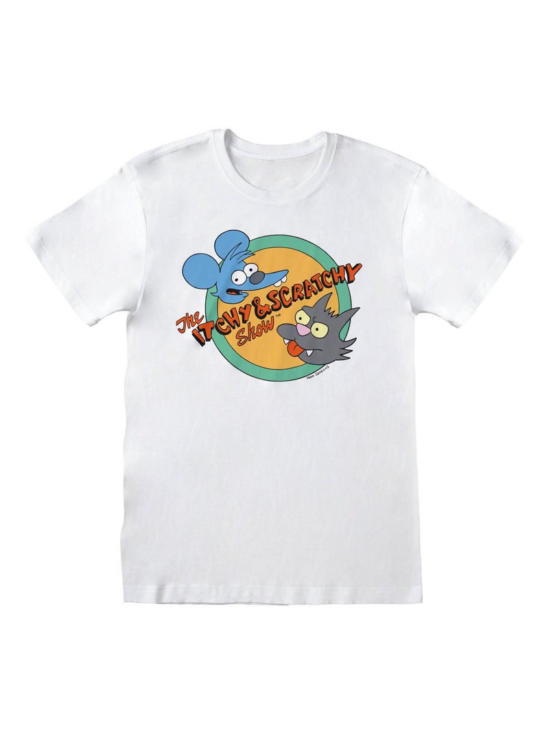 Simpsons - T-shirt ITCHY AND SCRATCHY SHOW Blanc - Kiabi
