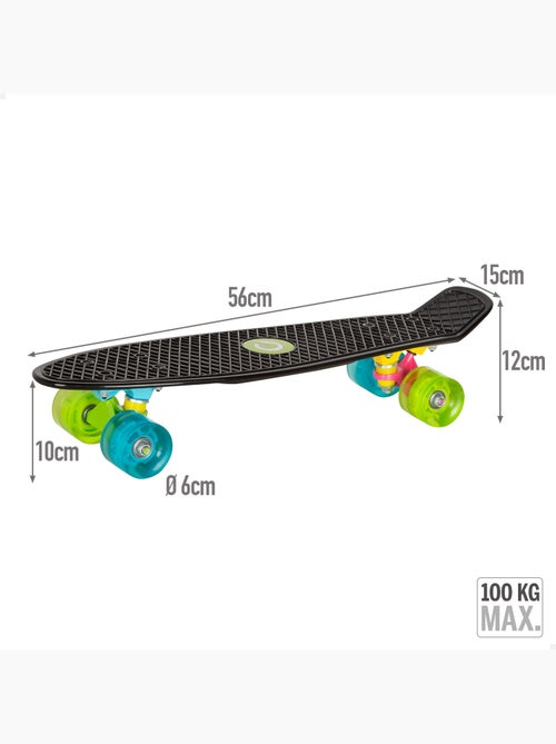 Skateboard à 4 roues avec lumières evo - Kiabi