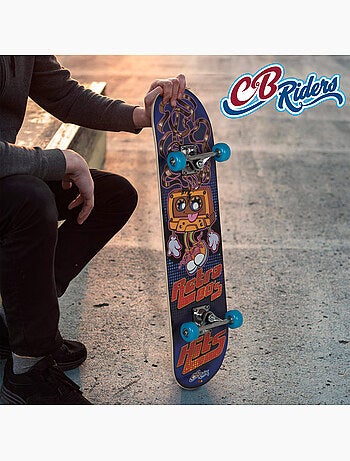 Skateboard en bois retro 80's avec axe en aluminium 79x20 cm cb riders