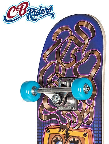 Skateboard en bois retro 80's avec axe en aluminium 79x20 cm cb riders