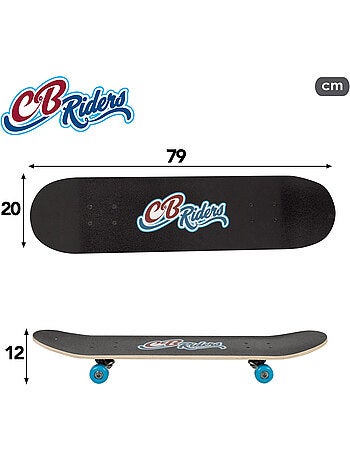 Skateboard en bois retro 80's avec axe en aluminium 79x20 cm cb riders