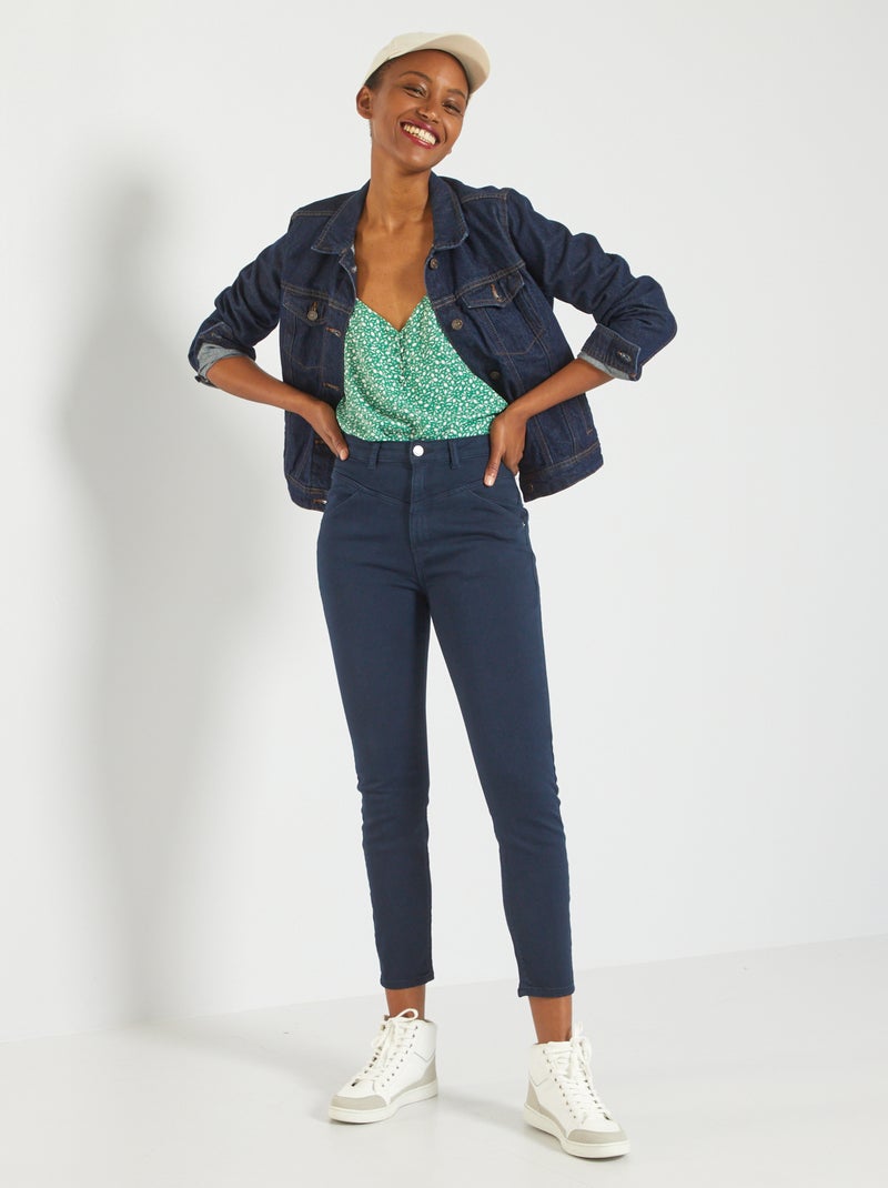 Skinny taille haute en twill bleu marine - Kiabi
