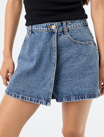 Skort en denim taille haute