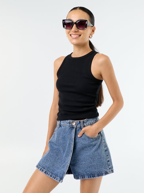 Skort en denim taille haute - Kiabi Skort en denim taille haute - Kiabi