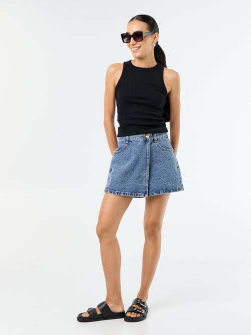 Skort en denim taille haute - Kiabi Skort en denim taille haute - Kiabi