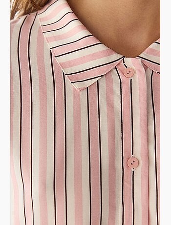 Sleep mode ensemble de pyjama rayé avec chemise à manches courtes et pantalon penti