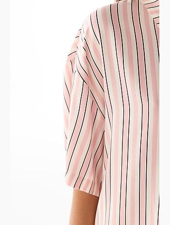 Sleep mode ensemble de pyjama rayé avec chemise à manches courtes et pantalon penti