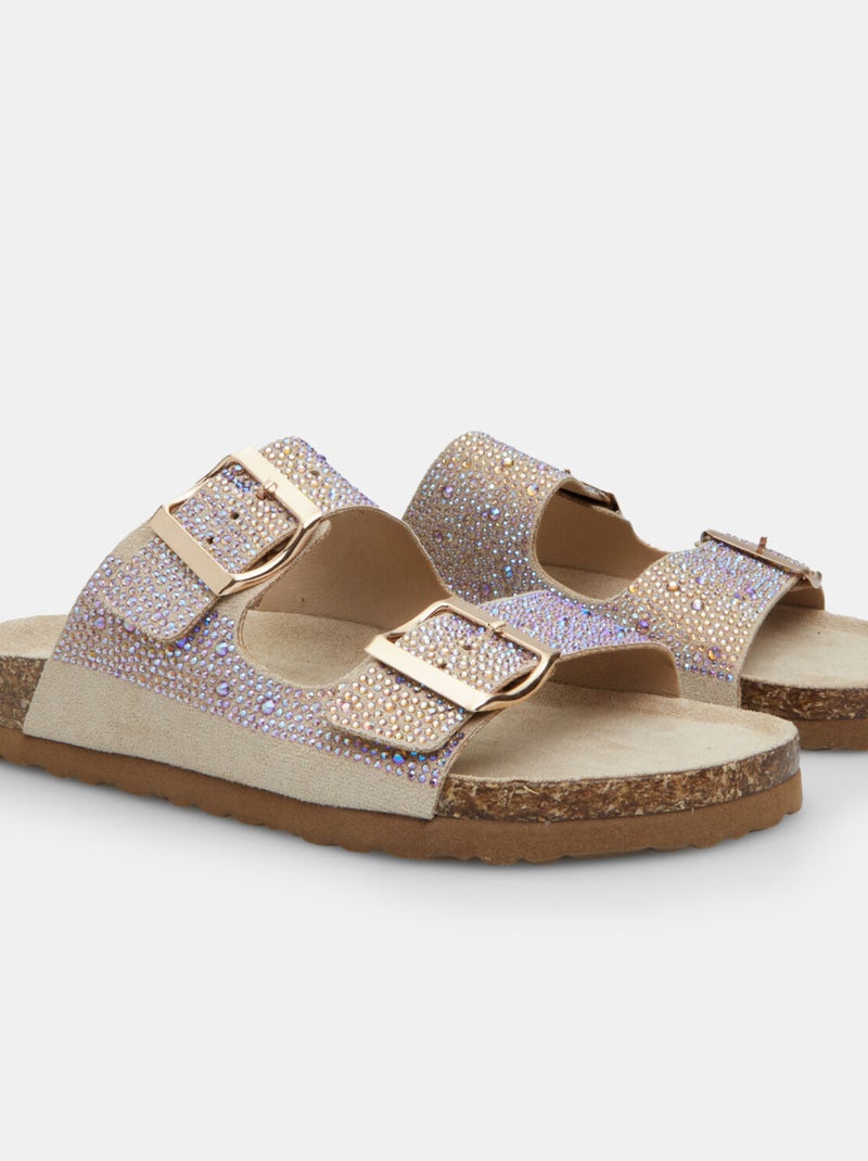 Slides avec micro strass BATA Beige - Kiabi