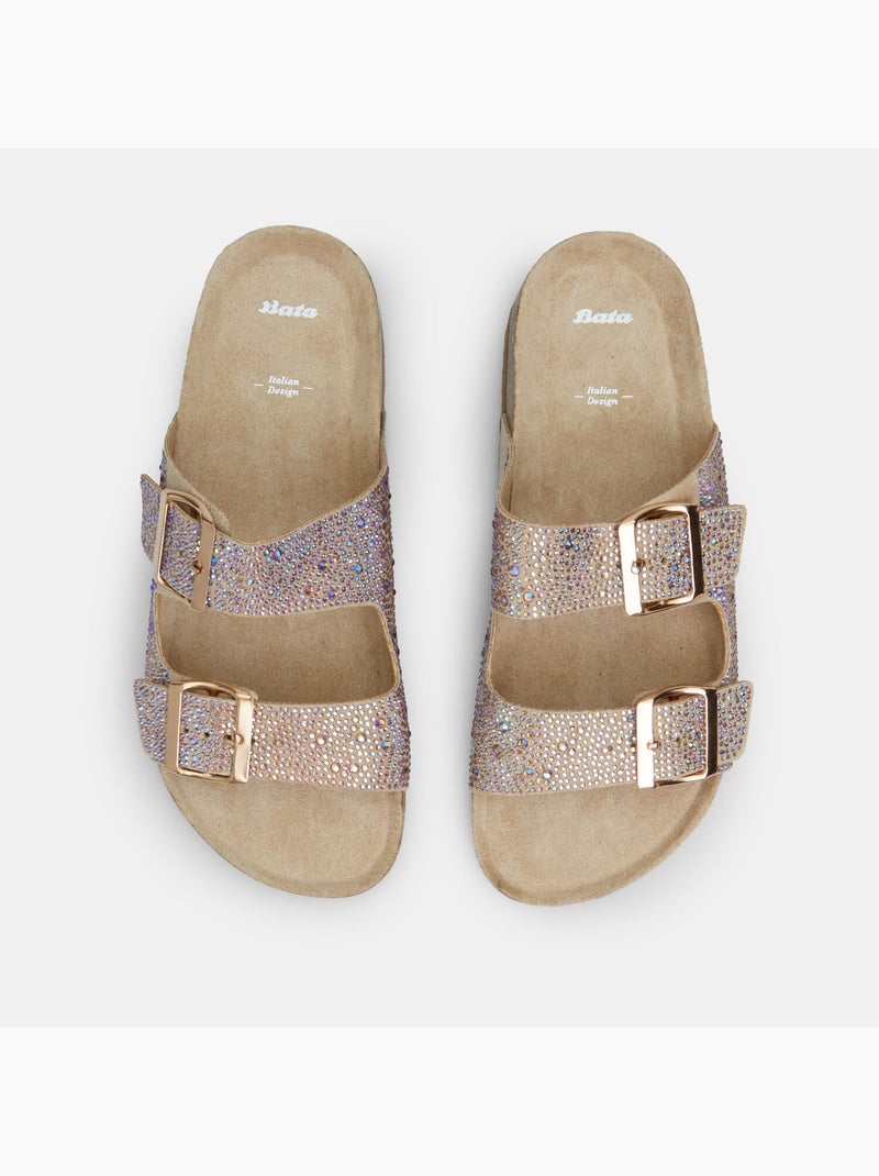 Slides avec micro strass bata Jaune - Kiabi