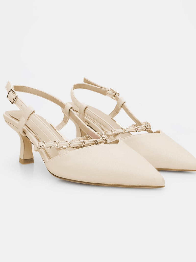 Slingbacks avec talon de 6 cm BATA Beige - Kiabi