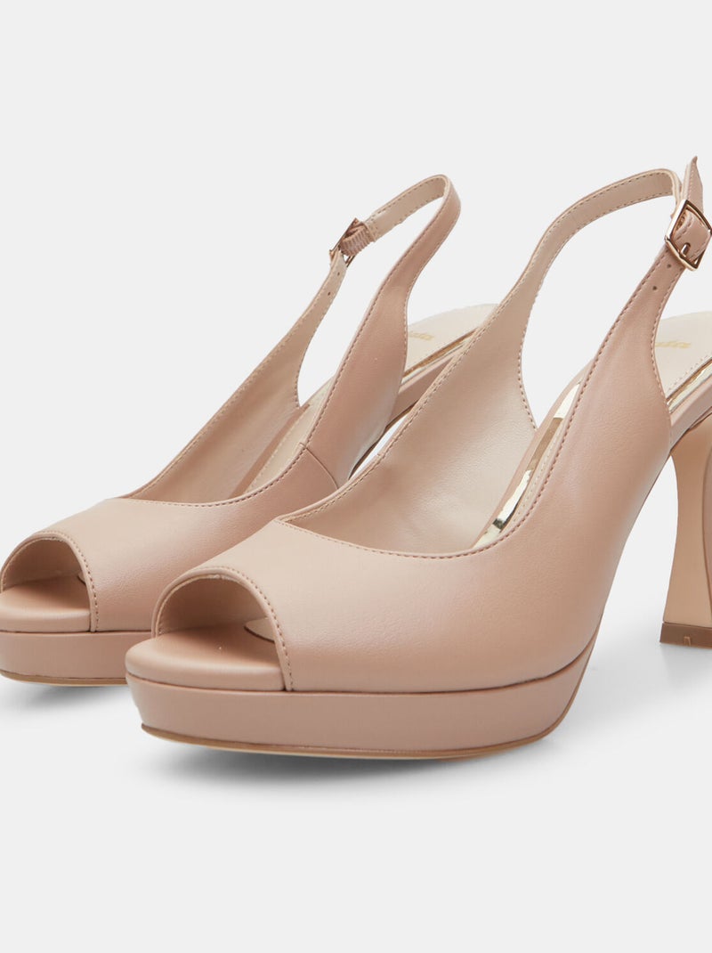 Slingbacks ouverte avec talon de 9 cm BATA Beige - Kiabi