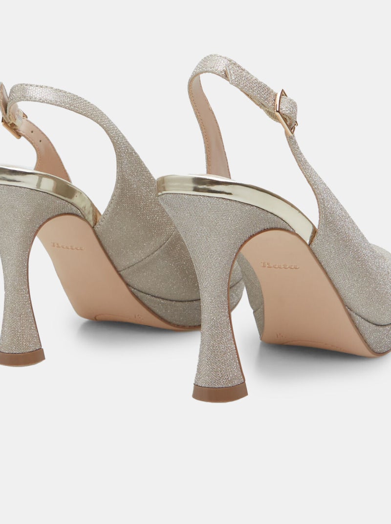 Slingbacks ouverte avec talon de 9 cm BATA Doré/or - Kiabi