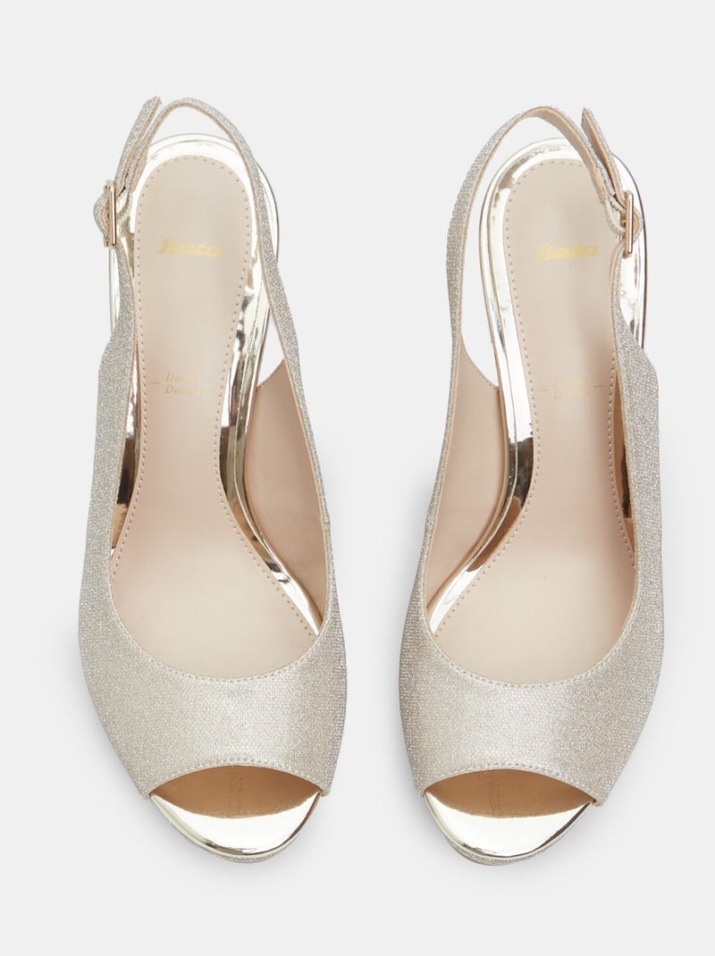 Slingbacks ouverte avec talon de 9 cm BATA Doré/or - Kiabi