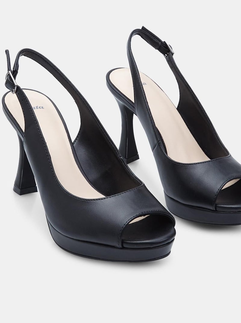 Slingbacks ouverte avec talon de 9 cm BATA Noir - Kiabi