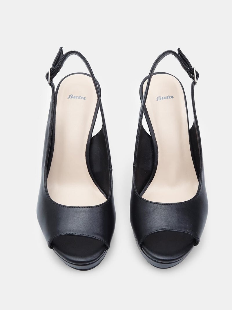 Slingbacks ouverte avec talon de 9 cm BATA Noir - Kiabi