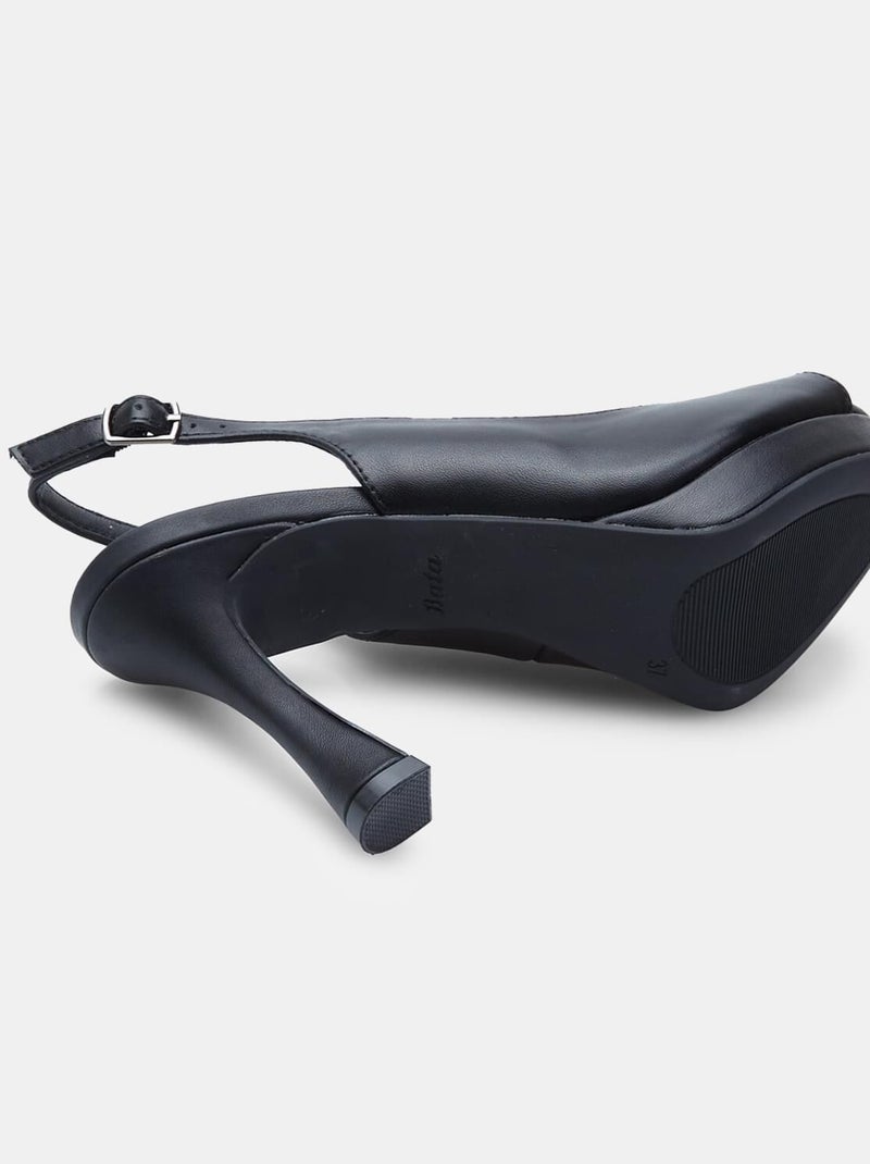 Slingbacks ouverte avec talon de 9 cm BATA Noir - Kiabi