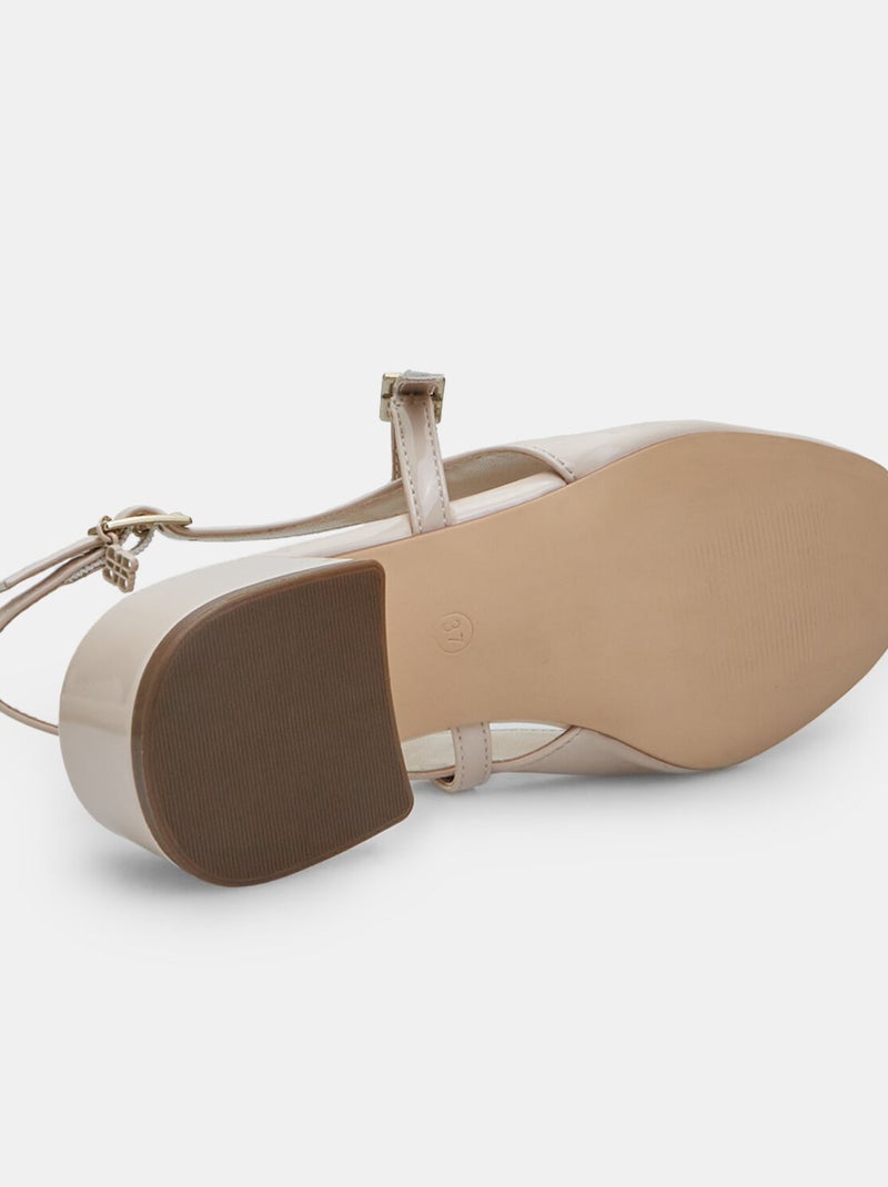 slingbacks vernis Bata Red Label avec talon de 3,5 cm Beige - Kiabi