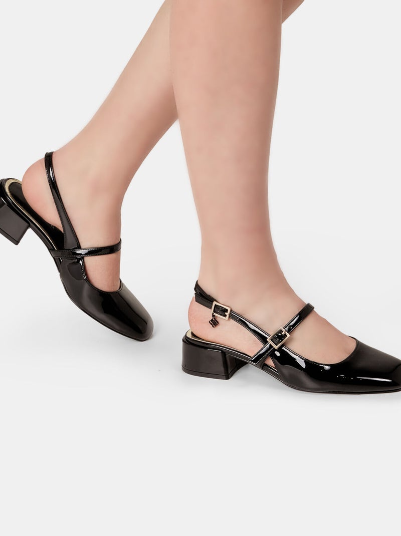 slingbacks vernis Bata Red Label avec talon de 3,5 cm Noir - Kiabi