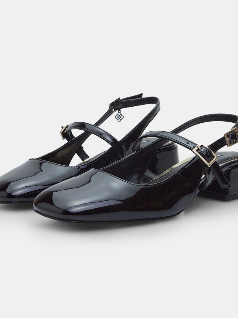 slingbacks vernis Bata Red Label avec talon de 3,5 cm Noir - Kiabi