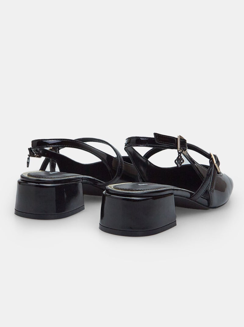 slingbacks vernis Bata Red Label avec talon de 3,5 cm Noir - Kiabi