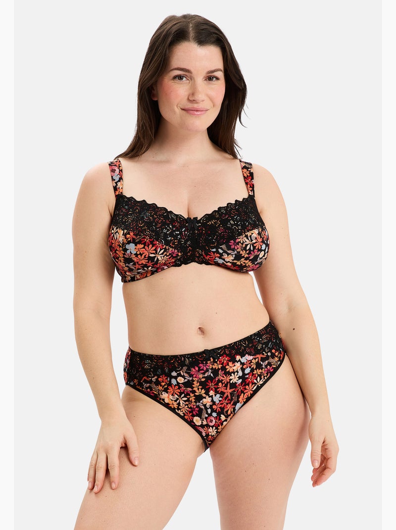 Slip ava fantaisie sans complexe lingerie Noir Rose - Kiabi