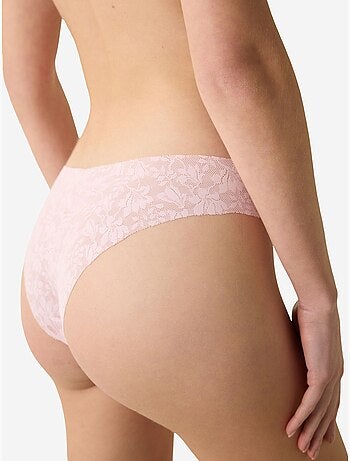 Slip brésilien en dentelle à découpe laser invisible penti