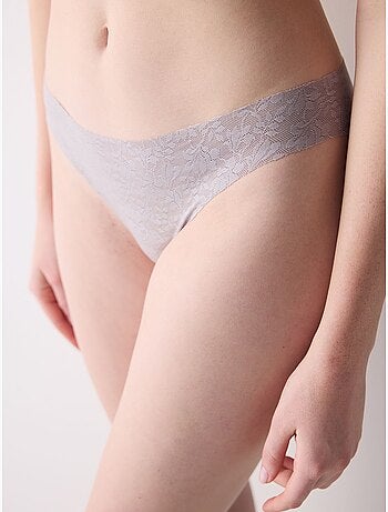 Slip brésilien invisible découpé au laser lacy en dentelle penti