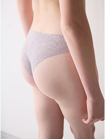 Slip brésilien invisible découpé au laser lacy en dentelle penti