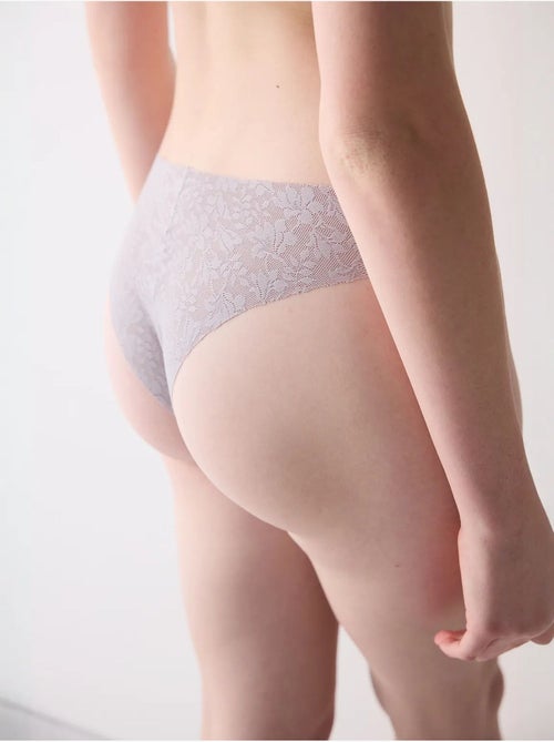 Slip brésilien invisible découpé au laser lacy en dentelle penti - Kiabi