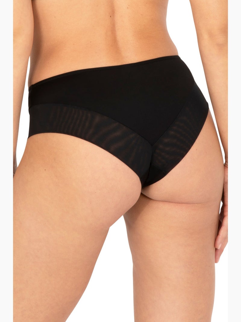 Slip brésilien TULLE DESIGN Noir - Kiabi