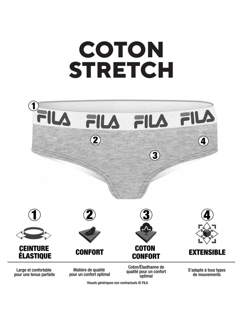 Slip coton femme Uni FU6107 Fila Blanc - Kiabi