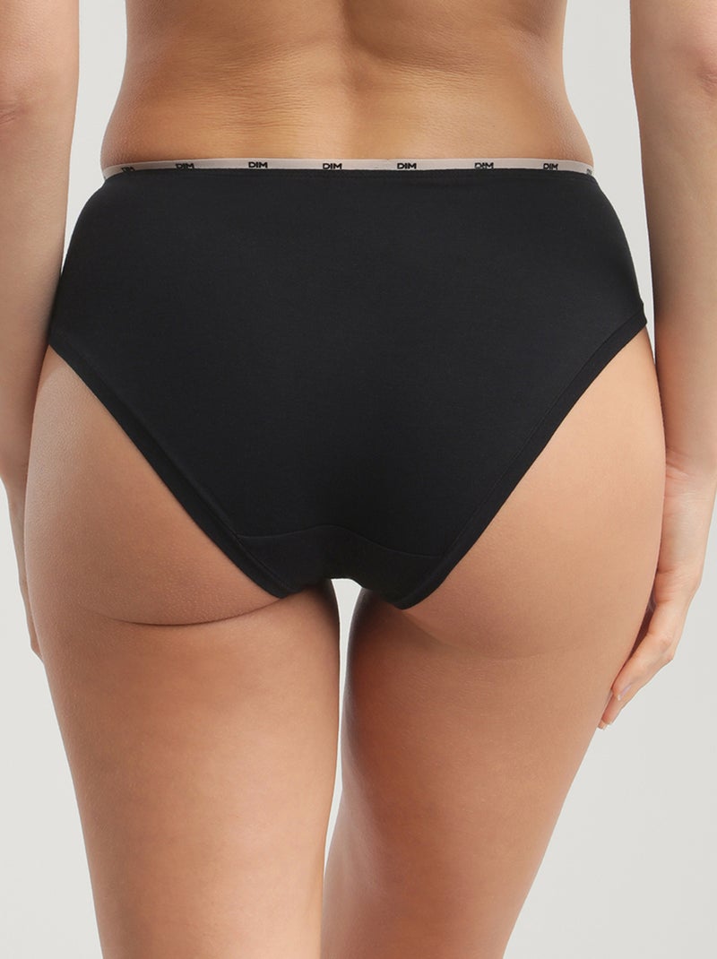 Slip coton stretch à galon Icons Essentiel Noir mat - Kiabi