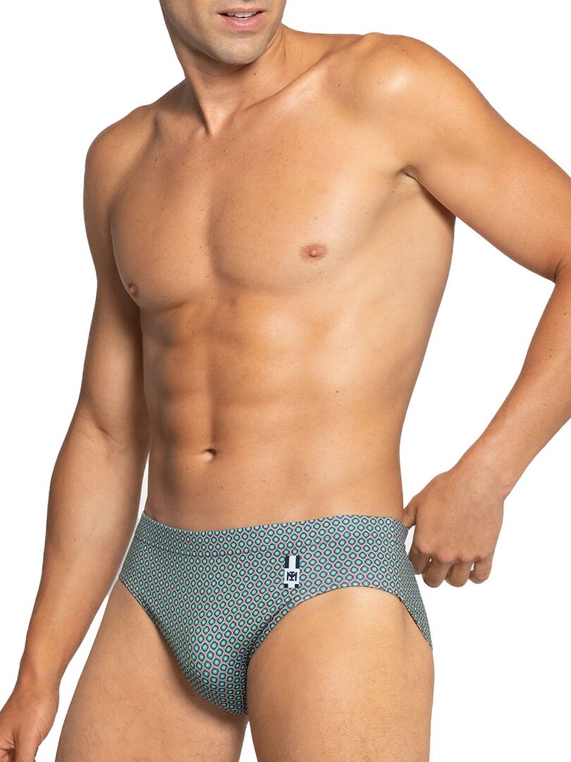 Slip de bain à micro motif rétro Caribe Vert - Kiabi