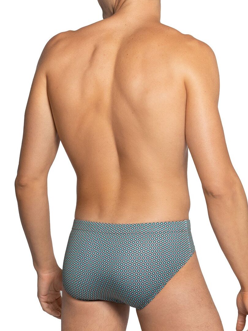 Slip de bain à micro motif rétro Caribe Vert - Kiabi