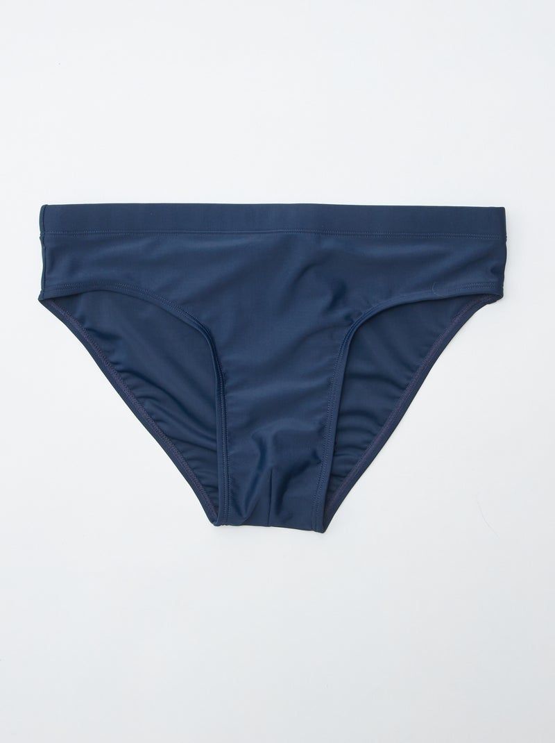 Slip de bain uni à taille élastique Bleu marine - Kiabi