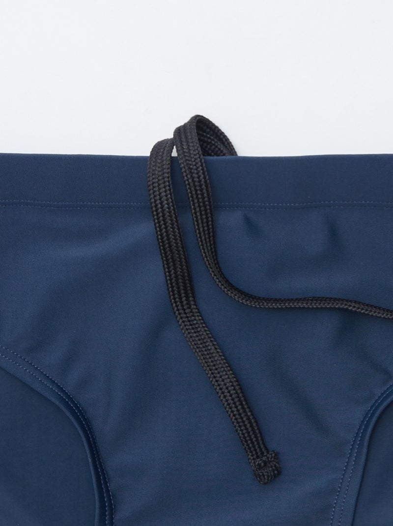 Slip de bain uni à taille élastique Bleu marine - Kiabi