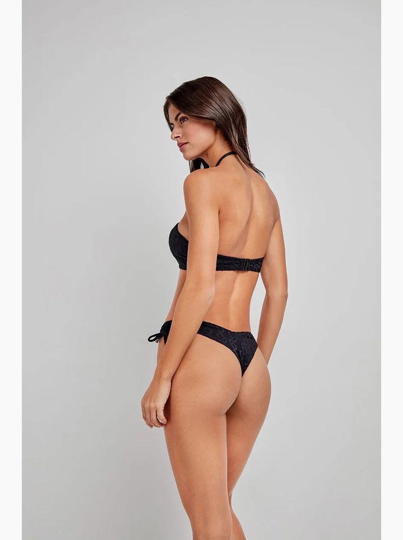 Slip de bikini brésilien avec coupe en v Noir - Kiabi