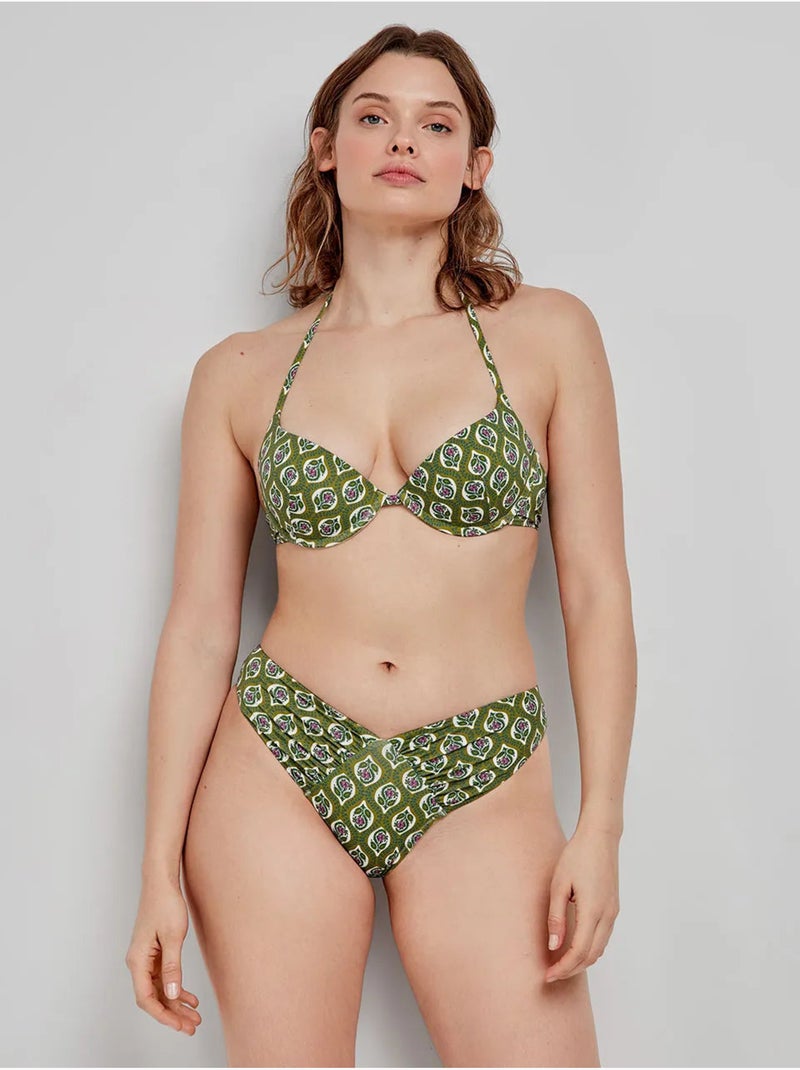 Slip de bikini brésilien coupe en v Multicolore - Kiabi