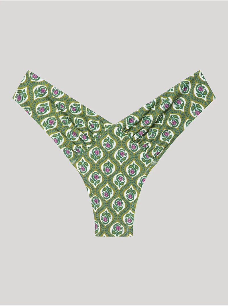 Slip de bikini brésilien coupe en v Multicolore - Kiabi