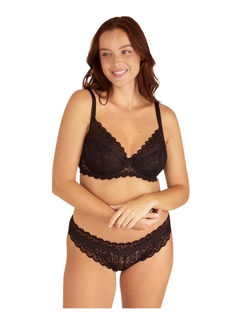 Slip DENTELLE AUDACIEUSE Noir - Kiabi
