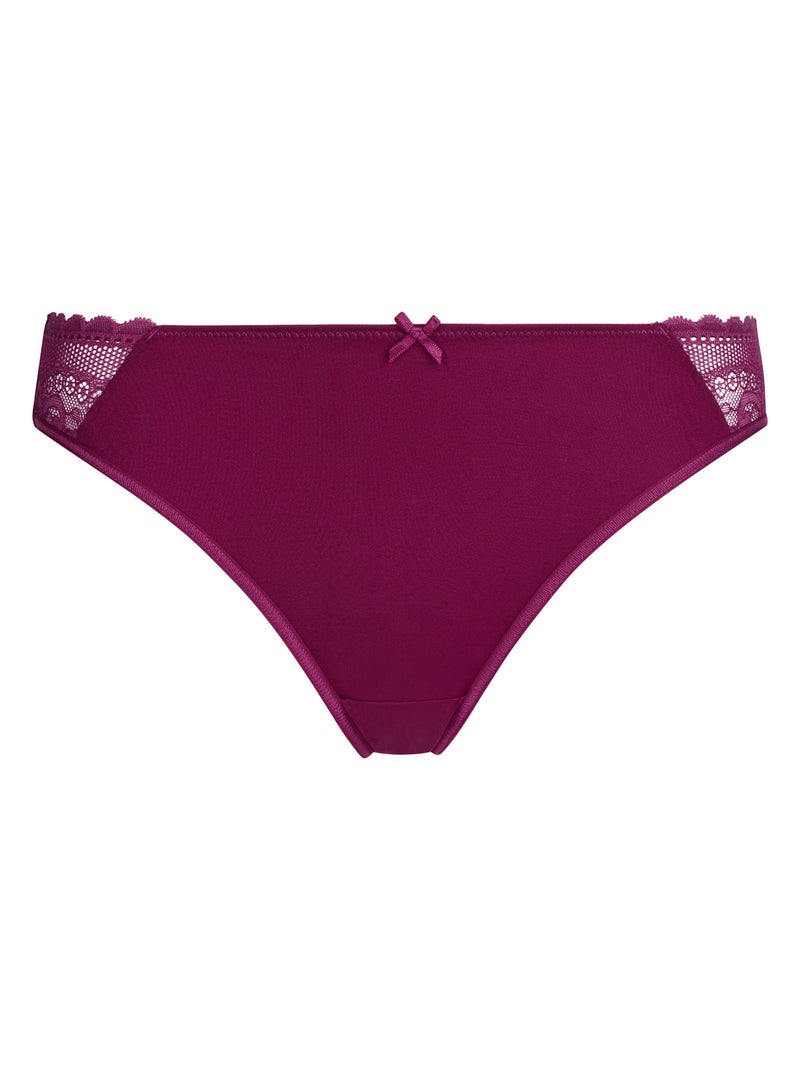 Slip dentelle Feminine Line Rouge pourpre - Kiabi