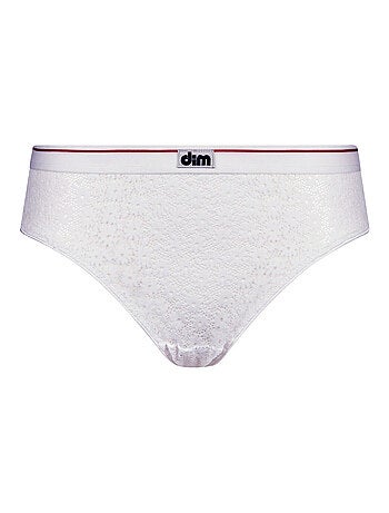 Slip en dentelle blanche et basque tricolore